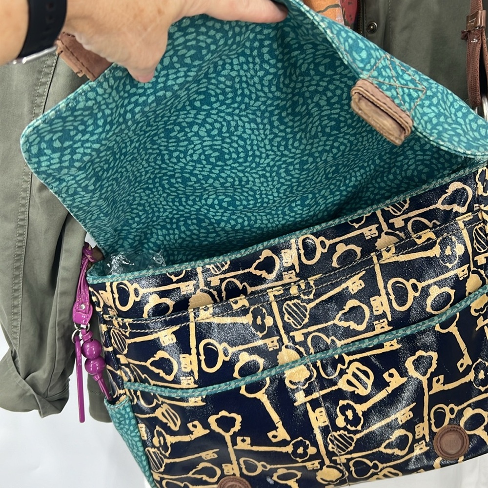 Fossil Key-Per Coated Canvas, Large Crossbody Key… - image 6